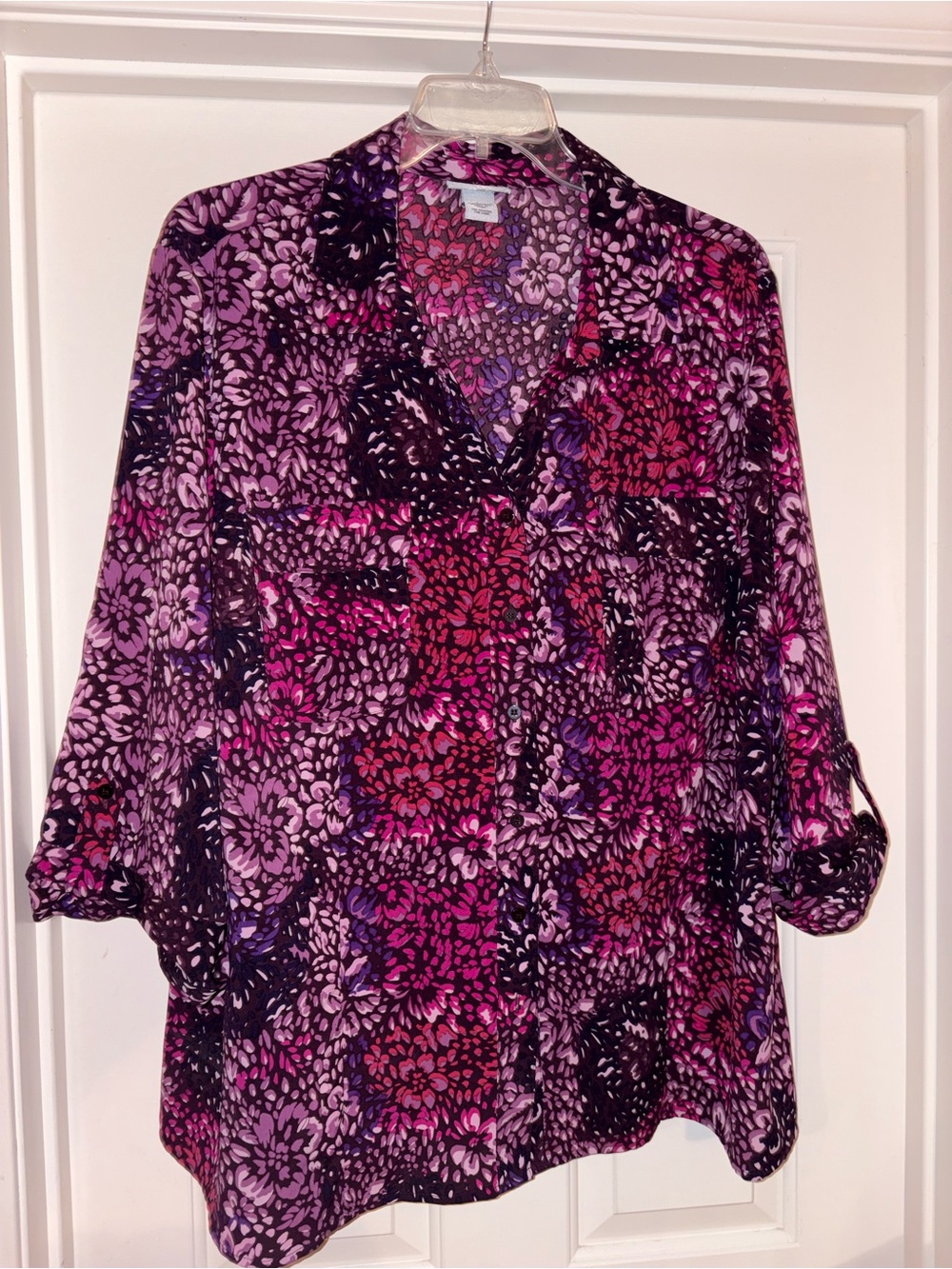 Maggie Barnes for Catherines Women’s Floral Blouse - Purple Multi
